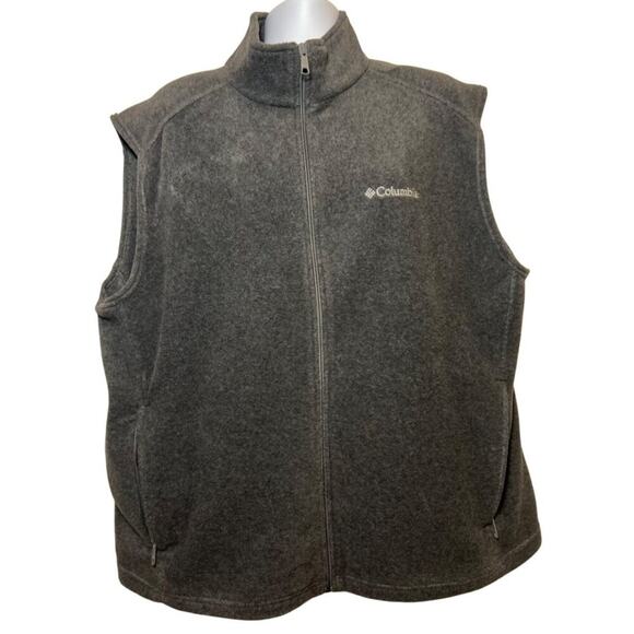 Columbia Full Zip Fleece Vest, Gray, Men's XXL - Picture 1 of 7